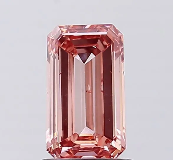 1.10ct EMERALD Fancy Intense Brownish Pink SI1 Coloured Lab diamond