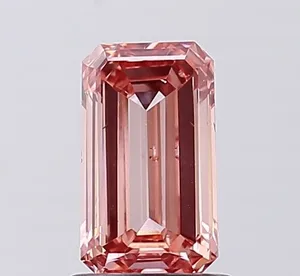 1.1ct EMERALD Fancy Intense Brownish Pink SI1 Coloured Lab diamond