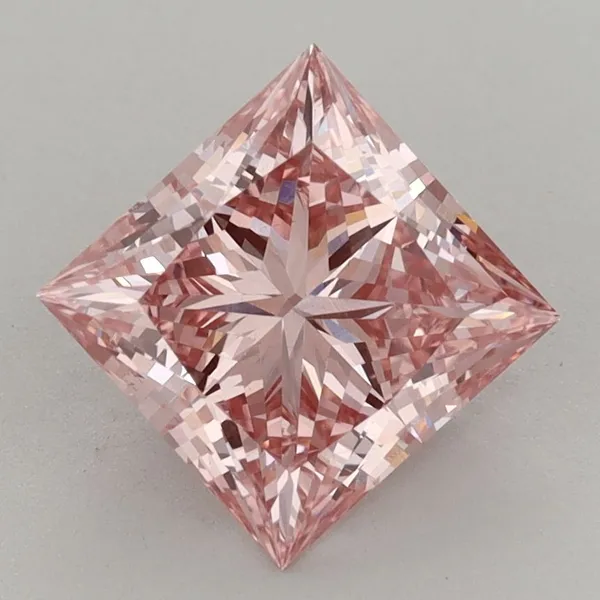 2.45ct PRINCESS Fancy Vivid Pink VS1 Coloured Lab diamond