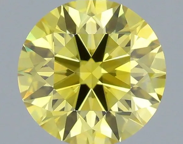 0.62ct ROUND Fancy Vivid Yellow VVS2 Coloured Lab diamond