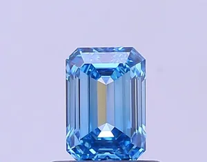 0.65ct EMERALD Fancy Vivid Blue VS1 Coloured Lab diamond