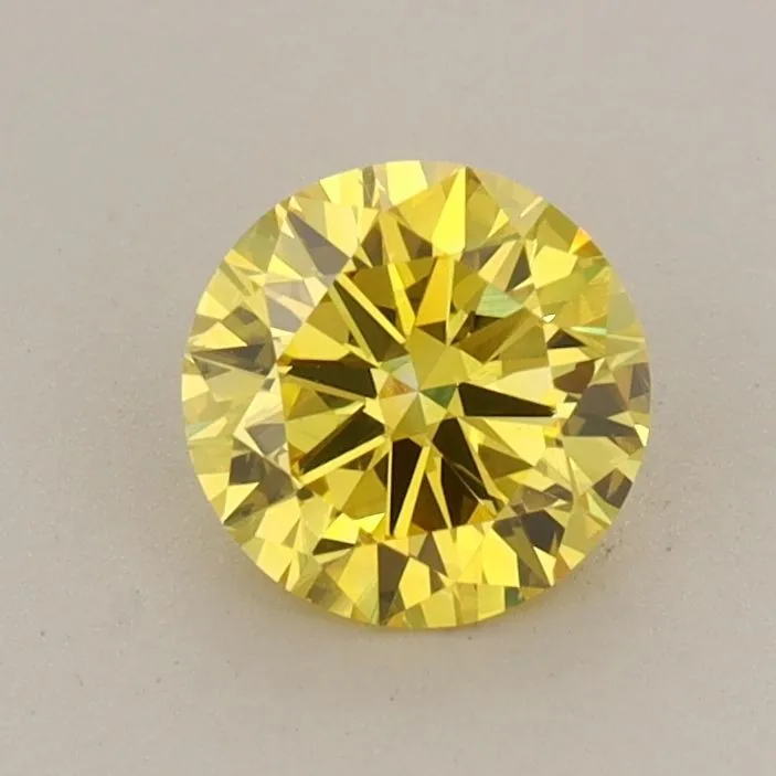 0.72ct ROUND Fancy Vivid Yellow VS1 Coloured Lab diamond