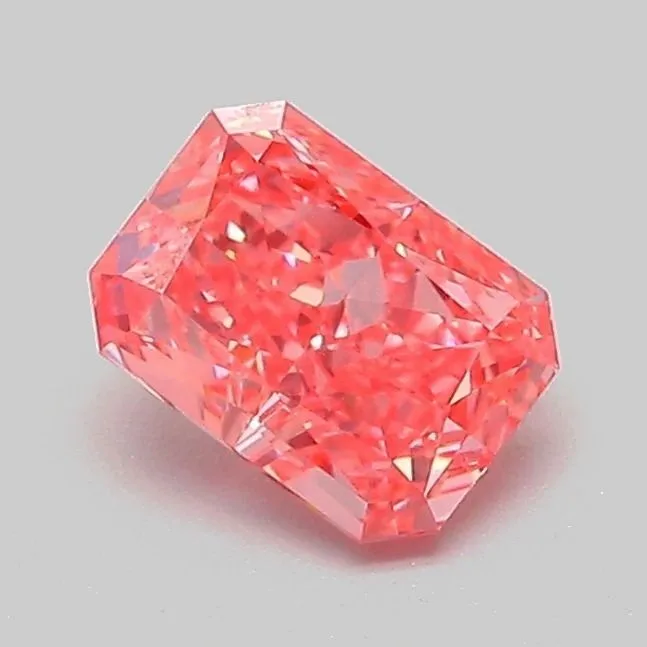 0.82ct RADIANT Fancy Vivid Pink VVS2 Coloured Lab diamond