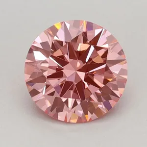 0.72ct ROUND Fancy Vivid Pink VS1 Coloured Lab diamond