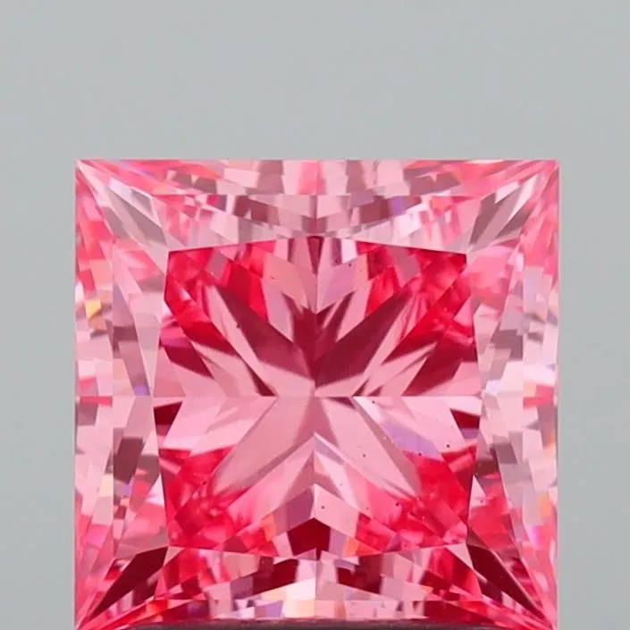 1.55ct PRINCESS Fancy Vivid Pink VS2 Coloured Lab diamond