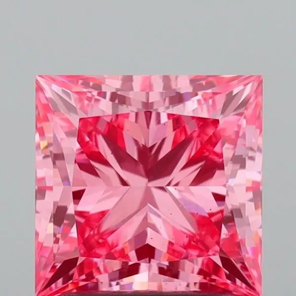 1.55ct PRINCESS Fancy Vivid Pink VS2 Coloured Lab diamond