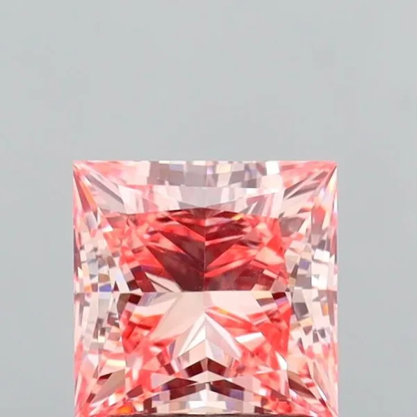 1.99ct PRINCESS Fancy Vivid Pink VS1 Coloured Lab diamond
