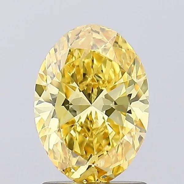 1.12ct OVAL Fancy Vivid Yellow SI2 Coloured Lab diamond