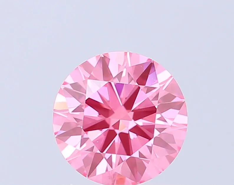 0.95ct ROUND Fancy Vivid Pink VS1 Coloured Lab diamond