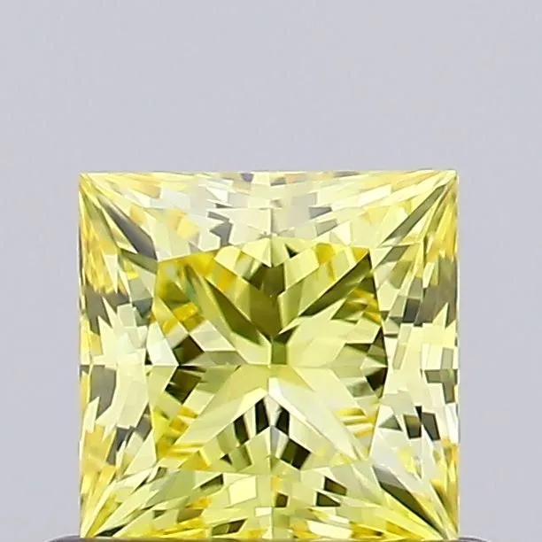 0.63ct PRINCESS Fancy Vivid Yellow VVS2 Coloured Lab diamond