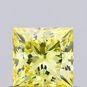 0.63ct PRINCESS Fancy Vivid Yellow VVS2 Coloured Lab diamond