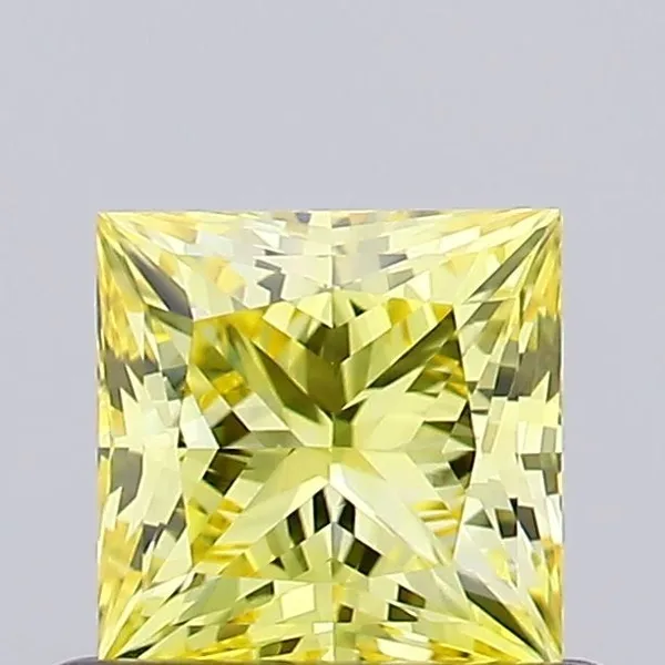 0.63ct PRINCESS Fancy Vivid Yellow VVS2 Coloured Lab diamond