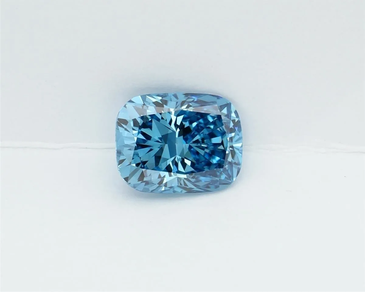 1.23ct CUSHION Fancy Vivid Blue VS1 Coloured Lab diamond