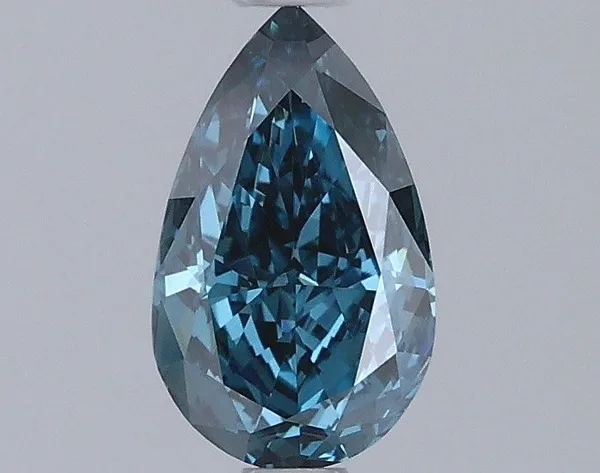 0.92ct PEAR Fancy Vivid Green Blue VVS2 Coloured Lab diamond