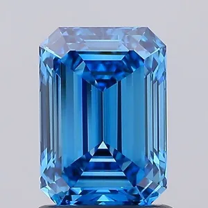 1.4ct EMERALD Fancy Vivid Blue VVS2 Coloured Lab diamond