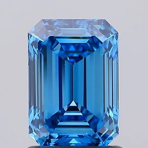 1.4ct EMERALD Fancy Vivid Blue VVS2 Coloured Lab diamond
