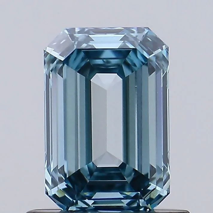 0.90ct EMERALD Fancy Intense Greenish Blue VVS2 Coloured Lab diamond
