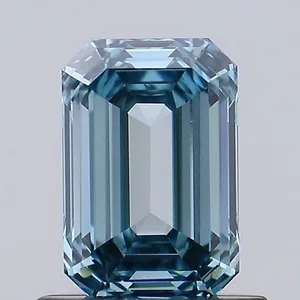 0.9ct EMERALD Fancy Intense Greenish Blue VVS2 Coloured Lab diamond