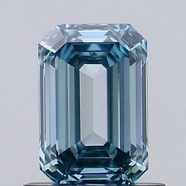 0.9ct EMERALD Fancy Intense Greenish Blue VVS2 Coloured Lab diamond