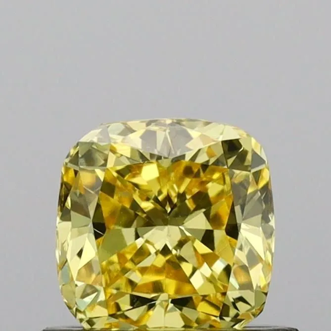 0.71ct CUSHION Fancy Vivid Yellow VS2 Coloured Lab diamond