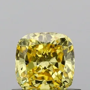 0.71ct CUSHION Fancy Vivid Yellow VS2 Coloured Lab diamond
