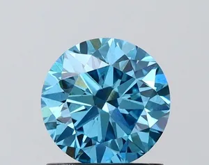 1.09ct ROUND Fancy Vivid Blue VS2 Coloured Lab diamond