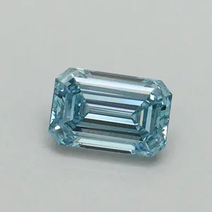 0.38ct EMERALD Fancy Vivid Blue VS1 Coloured Lab diamond