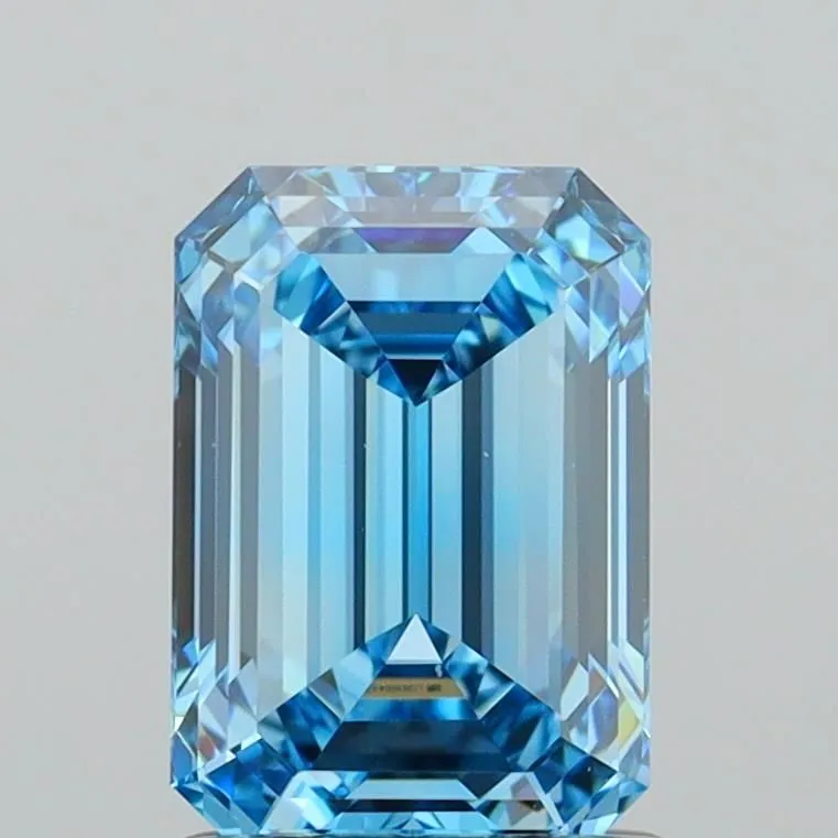 1.63ct EMERALD Fancy Vivid Blue VVS2 Coloured Lab diamond