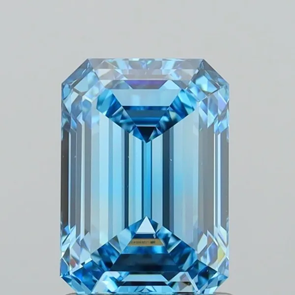 1.63ct EMERALD Fancy Vivid Blue VVS2 Coloured Lab diamond