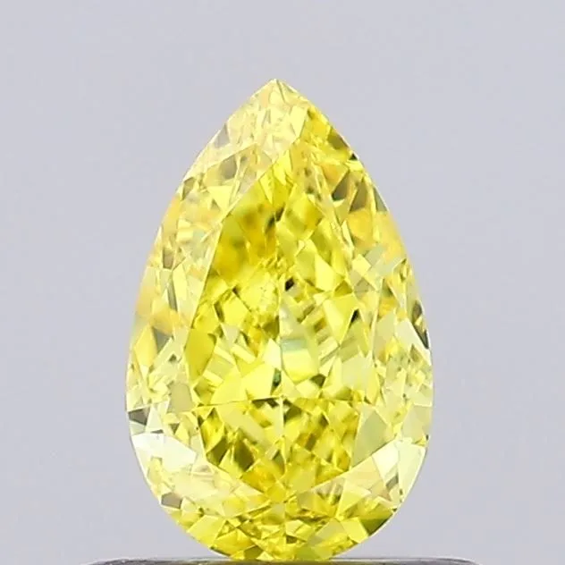 0.53ct PEAR Fancy Vivid Yellow VVS2 Coloured Lab diamond