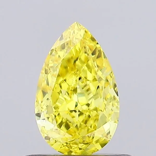 0.53ct PEAR Fancy Vivid Yellow VVS2 Coloured Lab diamond