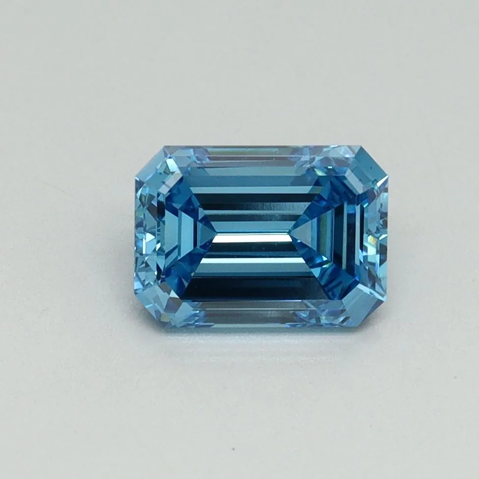 1.06ct EMERALD Fancy Vivid Blue VS1 Coloured Lab diamond