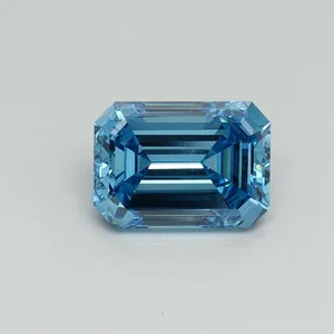1.06ct EMERALD Fancy Vivid Blue VS1 Coloured Lab diamond