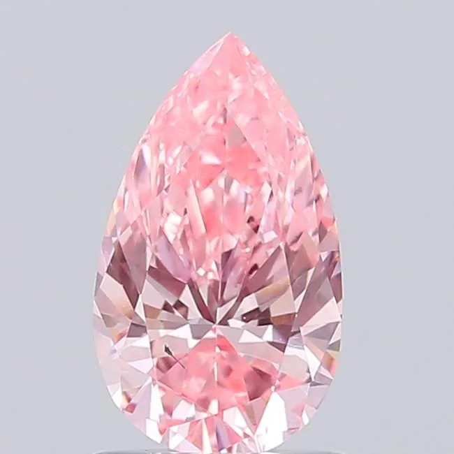 0.88ct PEAR Fancy Vivid Pink VS2 Coloured Lab diamond
