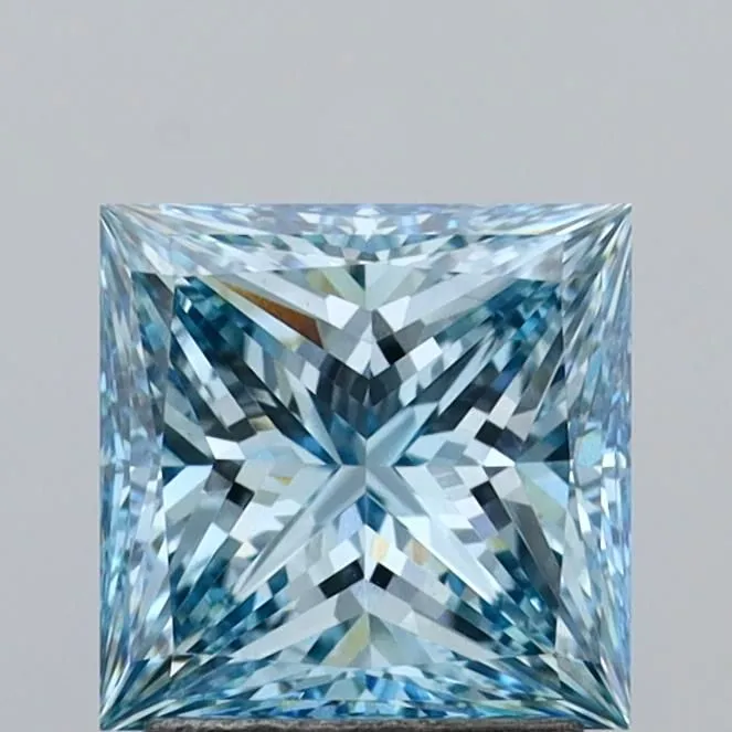 2.08ct PRINCESS Fancy Vivid Blue VVS2 Coloured Lab diamond