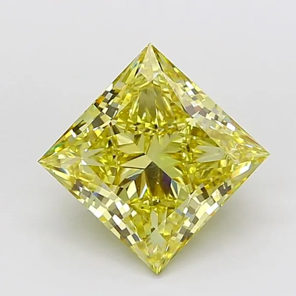 4.03ct PRINCESS Fancy Intense Yellow VS1 Coloured Lab diamond