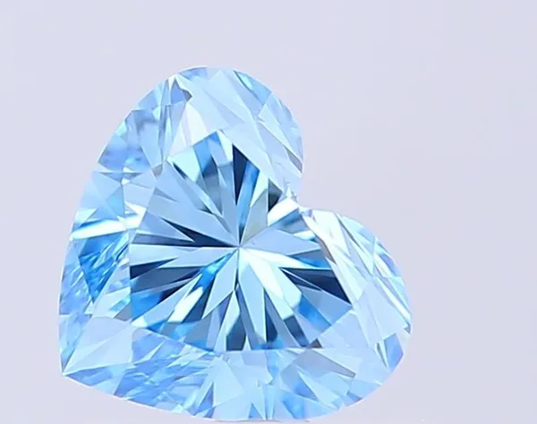 0.74ct HEART Fancy Vivid Blue VVS2 Coloured Lab diamond