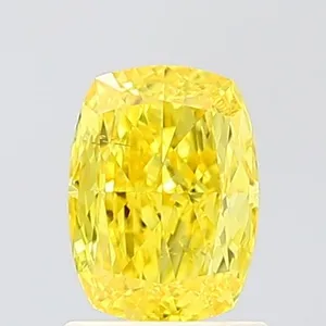 1.01ct CUSHION Fancy Vivid Yellow VS2 Coloured Lab diamond
