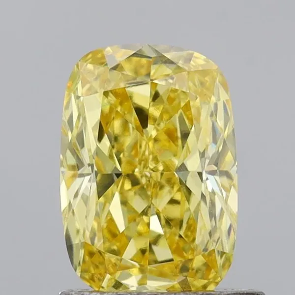 0.82ct CUSHION Fancy Intense Yellow VVS2 Coloured Lab diamond