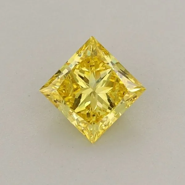 0.41ct PRINCESS Fancy Vivid Yellow VS1 Coloured Lab diamond