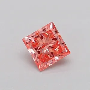 0.32ct PRINCESS Fancy Vivid Pink VS2 Coloured Lab diamond