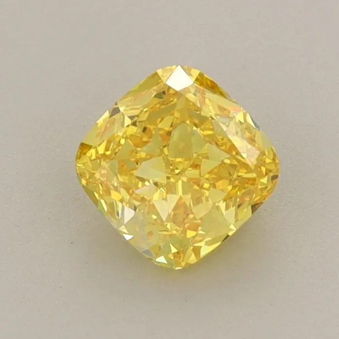 0.68ct CUSHION Fancy Vivid Yellow VS2 Coloured Lab diamond