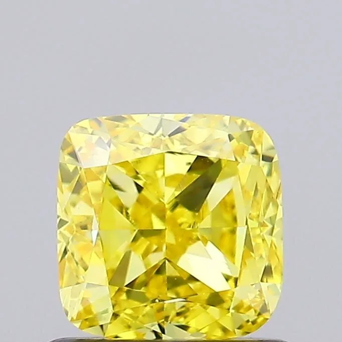 0.95ct CUSHION Fancy Vivid Yellow VVS2 Coloured Lab diamond