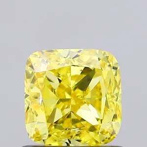 0.95ct CUSHION Fancy Vivid Yellow VVS2 Coloured Lab diamond