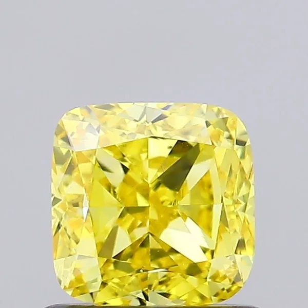 0.95ct CUSHION Fancy Vivid Yellow VVS2 Coloured Lab diamond
