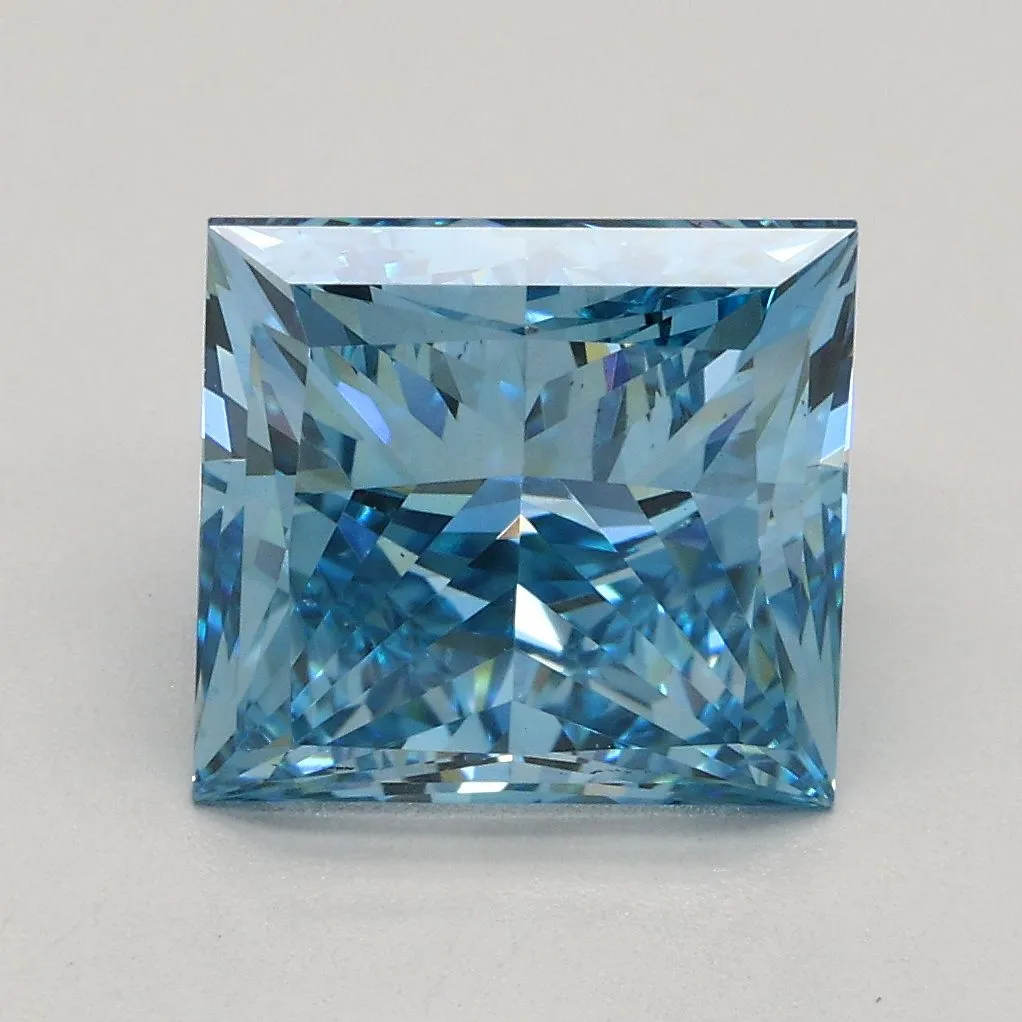 2.84ct PRINCESS Fancy Vivid Blue VS2 Coloured Lab diamond