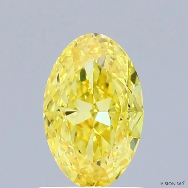 1.10ct OVAL Fancy Vivid Yellow VS1 Coloured Lab diamond