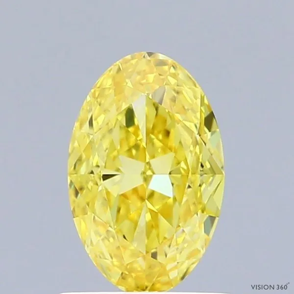 1.1ct OVAL Fancy Vivid Yellow VS1 Coloured Lab diamond