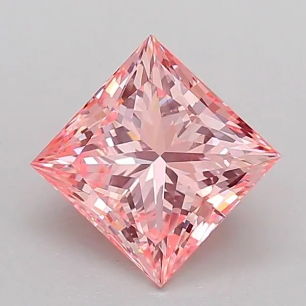 1.73ct PRINCESS Fancy Intense Pink VVS2 Coloured Lab diamond