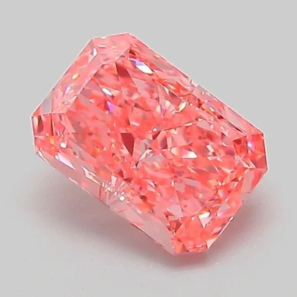 1.09ct RADIANT Fancy Vivid Pink VVS2 Coloured Lab diamond